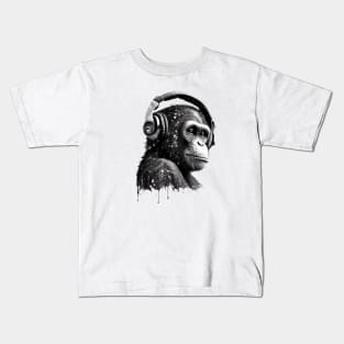 Monke with headphones Kids T-Shirt